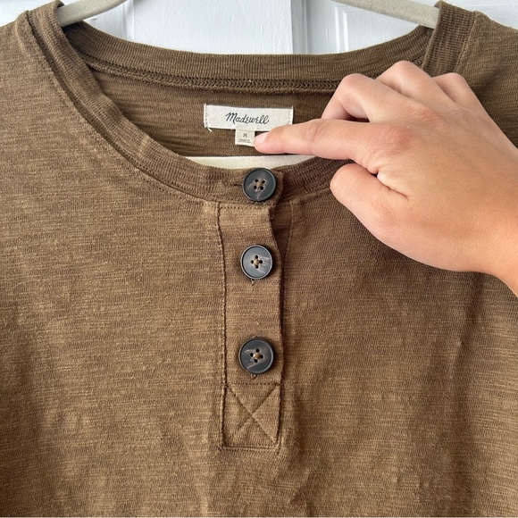 Madwell olive green henley short sleeve crop shirt - Picture 6 of 9